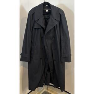 BLACK TRENCH DSCP Garrison Collection Men 44L Coat All Weather Military gear VTG